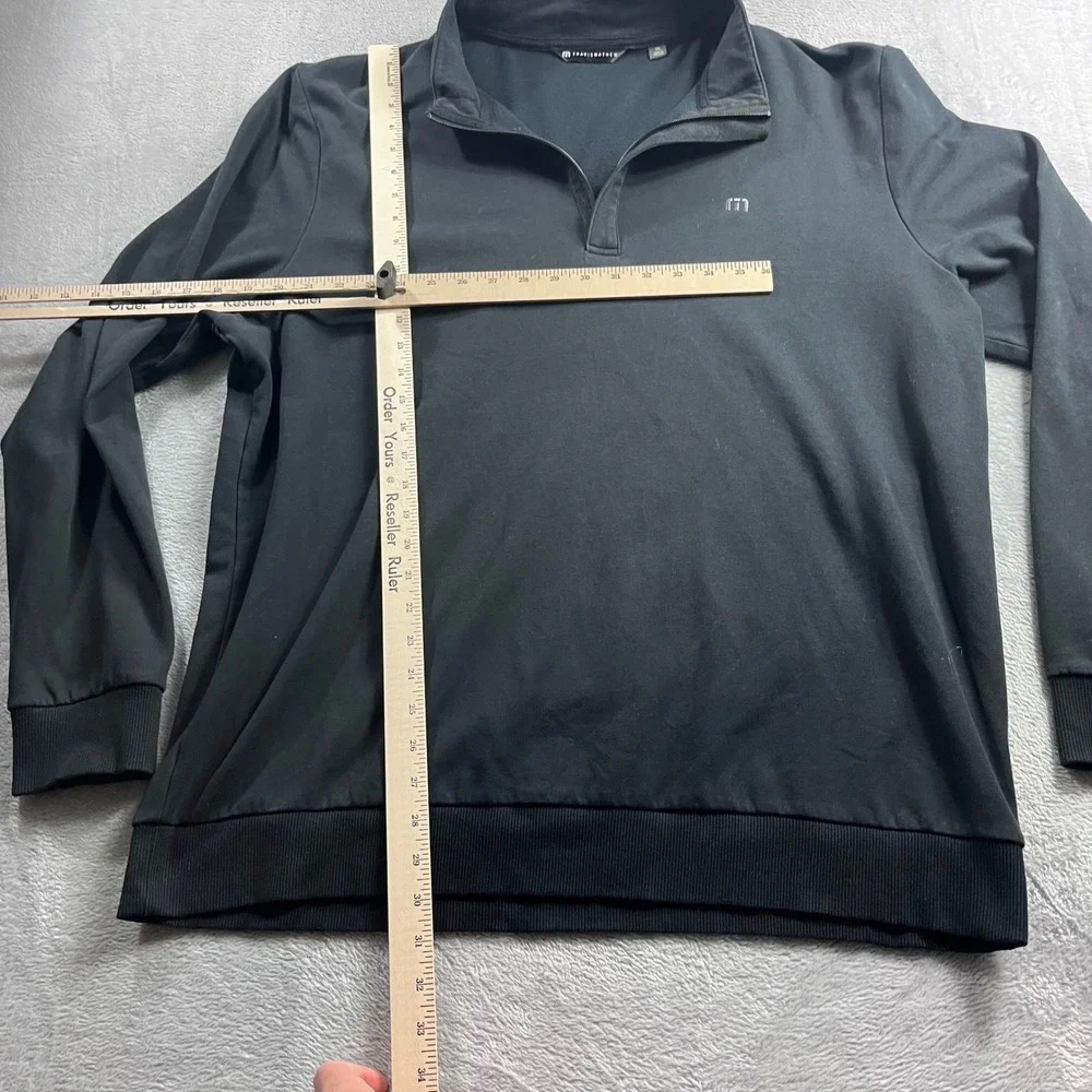 TravisMathew Mens XXL Black Quarter Zip Fleece Pullover Golf Sweatshirt‎